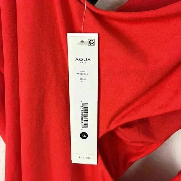 Aqua One Shoulder Cut Out Womens One Piece Swimsuit Red XL New - Picture 5 of 6